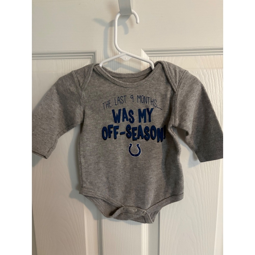 NFL‎ Indianapolis Colts Baby Bodysuit 3 6M Gray Long Sleeve "Off Season"